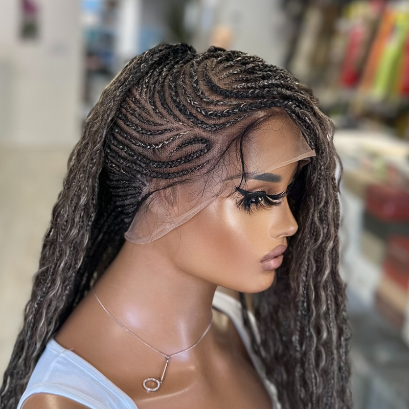 ZARA – 24" Lemonade Boho Braided Full Lace Wig | Brown &amp; Honey Blonde