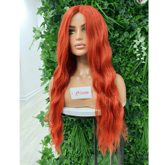 SIA-Red Long Wavy Synthetic T Lace Front Wig