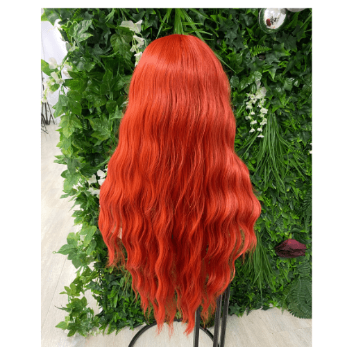 SIA Red Long Wavy Synthetic T Lace Front Wig estellewigsandmore