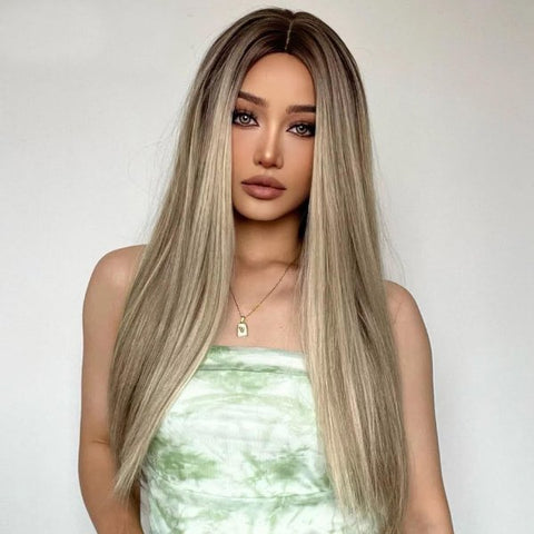 RIVA-Rooted MIxed Blonde Synthetic Full Wig
