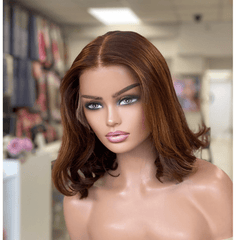 ELIANA-12" Copper Brown Human Hair Wig Lace Front Wig