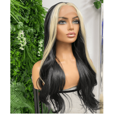 VERITY-Black Blonde Long Wavy Synthetic Lace Front Wig