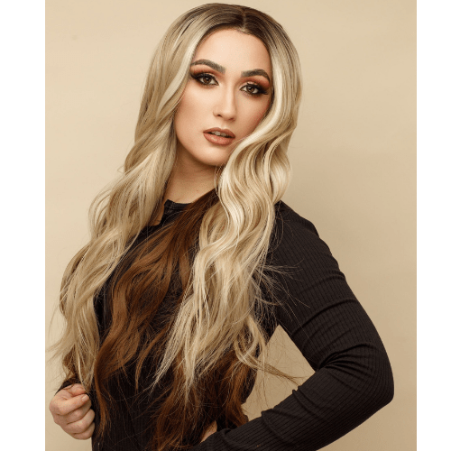 High Quality Ombre Blonde Hairpieces Synthetic Long Wavy Hair