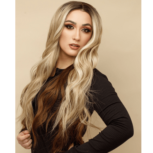 ELENA Long Wavy Ombre Blonde Synthetic Lace Front Wig