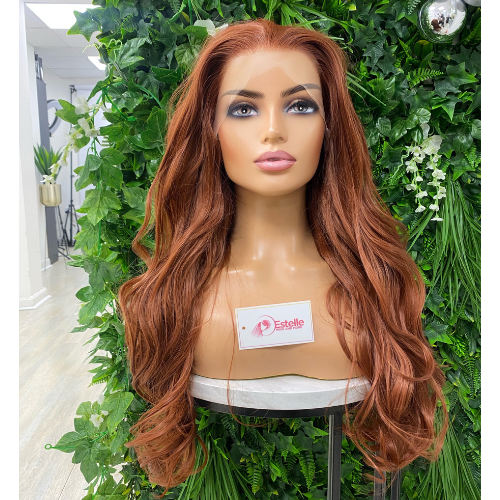 Long Wavy Copper Red 13 by 6  Synthetic Lace Front Wig-HERA - estellewigsandmore.co.uk