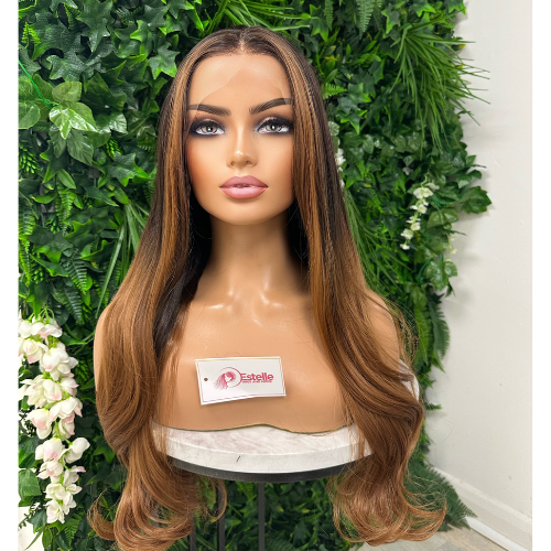 Long Wavy Ombre Auburn  Lacefront Synthetic Wig-VALERIE - estellewigsandmore.co.uk