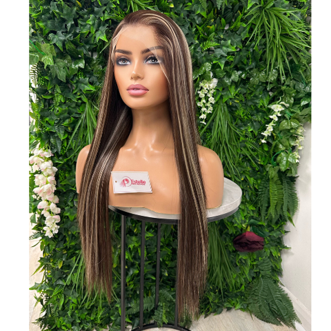 LITZY- Long Straight Mixed Brown/Blonde Synthetic  Lace Front Wig