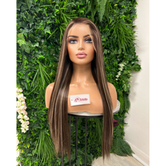 LITZY- Long Straight Mixed Brown/Blonde Synthetic  Lace Front Wig