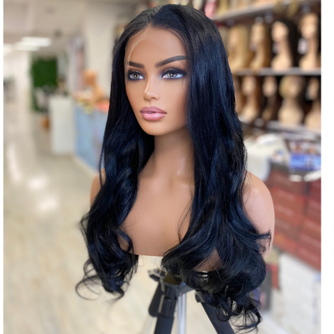 HERA -Long Black Wavy Synthetic  13  by 6 Lace Front Wig