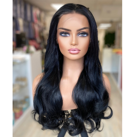 HERA -Long Black Wavy Synthetic  13  by 6 Lace Front Wig
