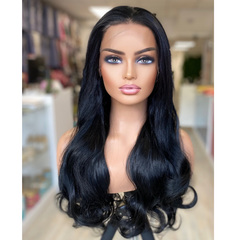 HERA -Long Black Wavy Synthetic  13  by 6 Lace Front Wig