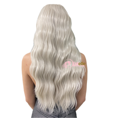 SIA-Long Wavy Platinum Blonde / Silver T Lace Front/Part Synthetic  Wig