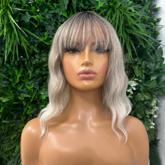 ZELA-Rooted Ash Brown/Blonde Synthetic Full Wig